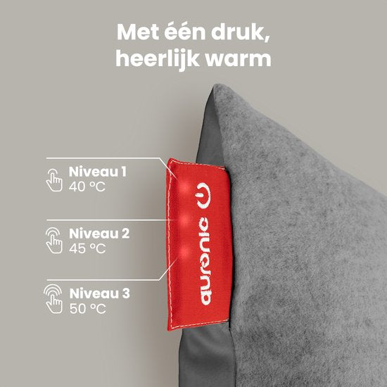 Auronic Warmtekussen - Classic - 45x45 - Draadloos- Oplaadbaar - Elektrisch kussen - Infrarood - Grijs
