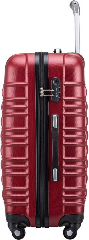 Juskys Kofferset Rome - 4-delig - ABS - Handbagage + Ruimbagage - Bordeauxrood