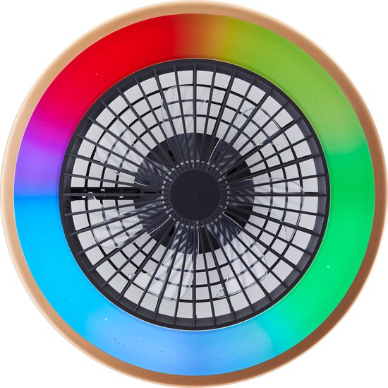 Brilliant Slimline - Plafondventilator - Met verlichting - LED 40W - 3000K-6500K - Dimbaar - Zwart met Goudenrand - Zeer stil