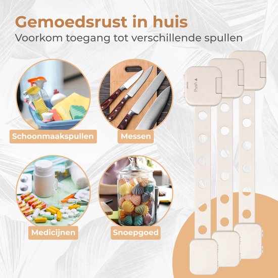 Nuvance Kinderslot Kastjes - 6 Stuks - Kinderbeveiliging voor Kasten - Kastbeveiliging voor Kinderen - Babyproof - Wit