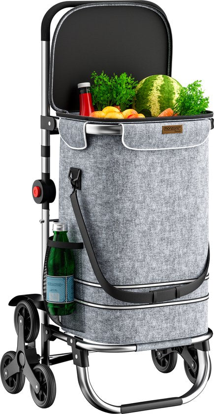 Monzana 2in1 Boodschappentrolley 30kg Inklapbaar Afneembare Tas 6 wielen Grijs