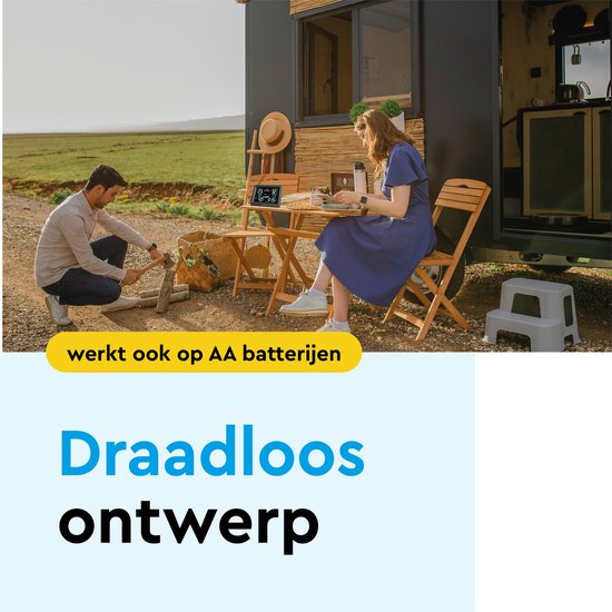 BRASQ Draadloos Weerstation binnen en buiten met CO2 meter - Hygrometer - Met buitensensor tot 60 meter - Luchtvochtigheidsmeter - Thermometer - Barometer - inclusief batterijen