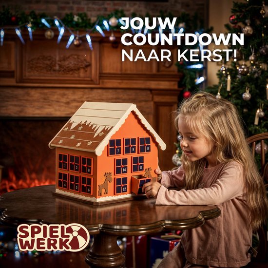 Spielwerk Herbruikbare Adventskalender - Winterhuisje 24 Deuren