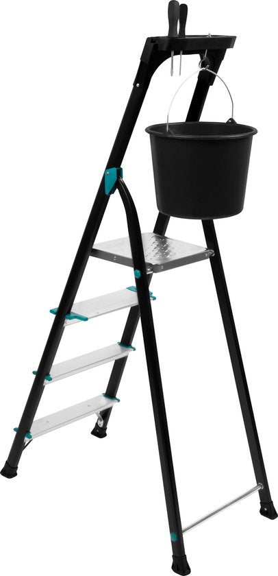 VONROC PRO Huishoudtrap – Aluminium klustrap inklapbaar – 4 treden antislip – max. belastbaarheid 150kg