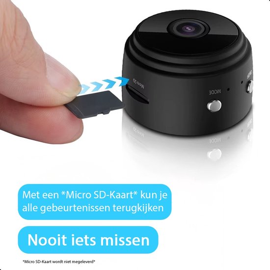 Tech Essentials Mini Verborgen Spy Camera - 1080P - Met WiFi APP - Micro Geheime Beveiligingscamera - Binnenhuis - Spionage - afluisterapparatuur - Zwart