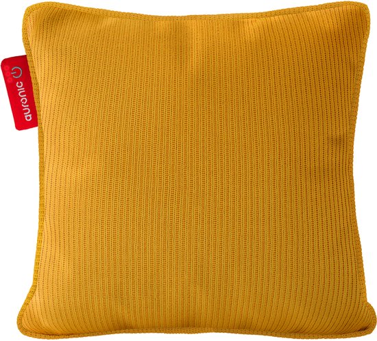 Auronic Warmtekussen - Gebreid - 45x45 - Draadloos - Oplaadbaar - Elektrisch kussen - Infrarood - Geel