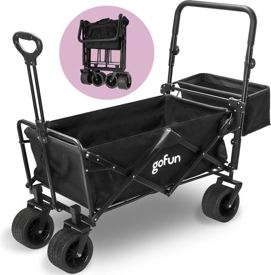 Gofun Bolderkar XXL - 150KG Draagvermogen - 150L Inhoud - Opvouwbaar - 360° Draaibare Wielen - Bolderwagen Met Duwstang - 83 x 44 x 26 cm - Zwart