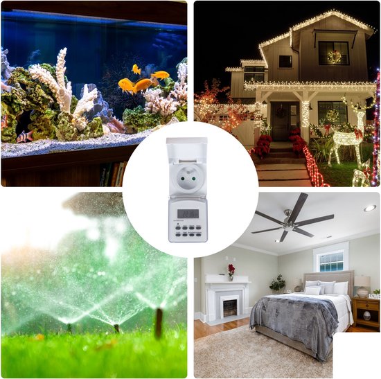 Perel Weektimer, digitaal, 230 V, 32 A, 3600 W, IP44, voor gebruik buitenshuis, Franse aarding type E, wit