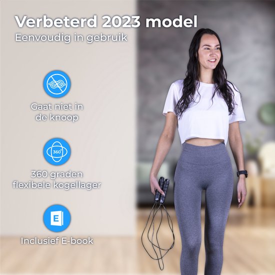 Nuvance - Professioneel Sport Springtouw - Verstelbaar - Speedrope - Jump Rope - voor Volwassenen en Kinderen - Zwart