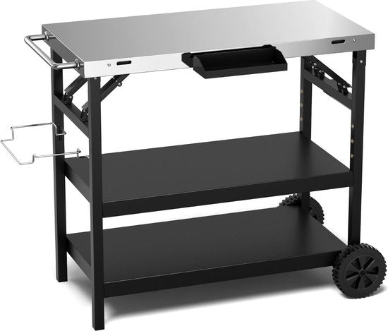 Coast Grilltafel – Met 3 Planken, Kruidenrek, Telefoonstandaard & Handdoekhouder – Serveerwagen