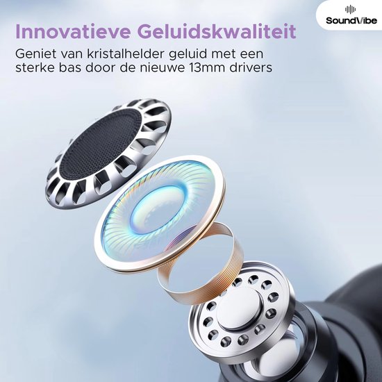 SoundVibe® - Earbuds Draadloos Met Noice Cancelling - Zwart - Bluetooth Oordopjes - Noice Cancelling Hoofdtelefoon - LX-10 Earpods met Scherm - Werkt Met Apple En Android - Earpods USB C - Wireless Earphons - Oortjes Draadloos