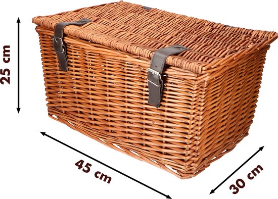 Bicycle Gear Rieten Fietsmand Voor - Rotan Fietsmand Stuur 30L - Bakkersmand 45 x 30 x 25 cm - Fietsaccessoires Volwassenen - Fietsmandje voor Oma Fiets, Stadsfiets of Transportfiets