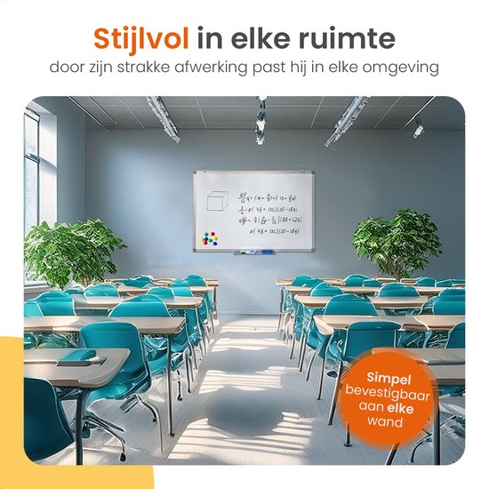 Goliving Whiteboard met Stiften - 60 x 90 cm - Magnetisch bord - Weekplanner - Schoolbord - Emaille Magneetbord