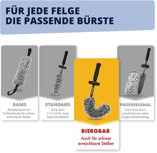 LICARGO® buigzame microvezel velgenborstel - Flexibele borstelkop voor moeilijk bereikbare plekken - Microvezel velgenborstel voor aluminium velgen - Auto velgenborstel - Flexibele velgenreinigingsborstel