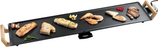 Bestron Bakplaat - ABP605BB - 2000W - Gourmet, Grillplaat XXL 100x22cm - 10-12 personen - Bamboe - 5 jaar garantie