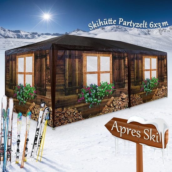 Casaria Partytent - Paviljoen 18m² 3x6m met 6 Zijpanelen - Apres Ski