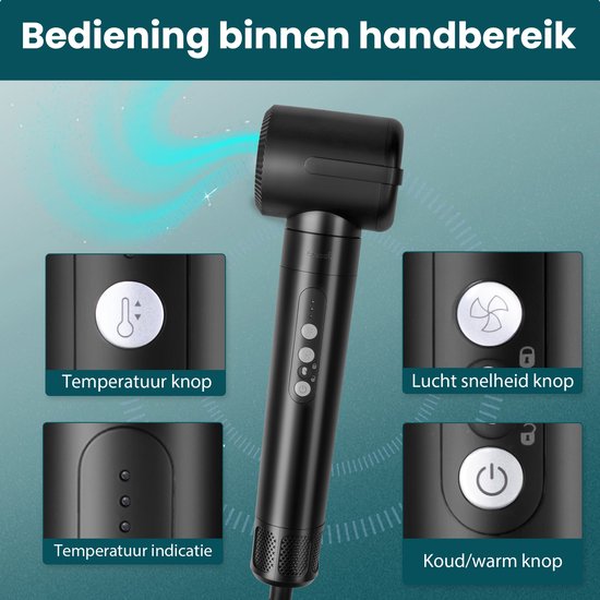 Saaf Fohnborstel 7 in 1 - 8 Delige set - Fohn - Stijl- en Krulborstel - Hairwrap - Airstyler - Multistyler - Zwart