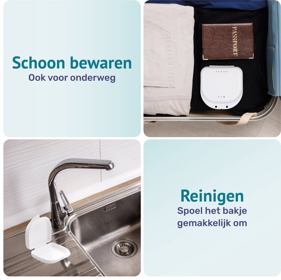 Alyze - Gebitsbakje voor Beugel - Beugelbakje - Wit - Kunstgebit - Prothese - Beugelbakje - Beugeldoosje - Bakje