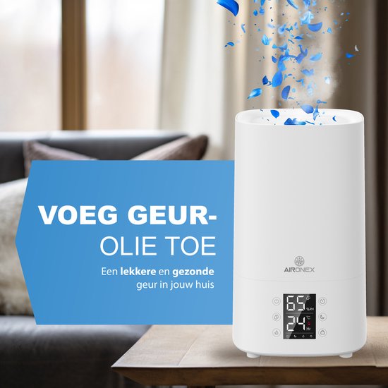 Aironex Luchtbevochtiger 3.8 Liter - Topfill - Aroma - Luchtbevochtigers - Humidifier - Geschikt voor Woonkamer, Kantoor, Babykamer, Slaapkamer