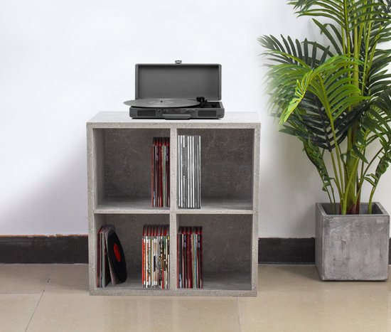 Platen vinyl lp kast - opbergen lp vinyl platen - boekenkast - grijs beton