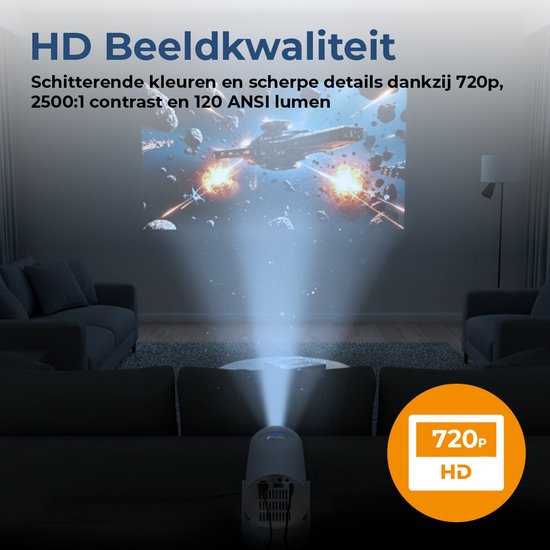 Denver Mini Beamer - HD Ready 1080*720P - 120 ANSI Lumen - Projector - Thuisbioscoop - HDMI - USB-C - PR1500