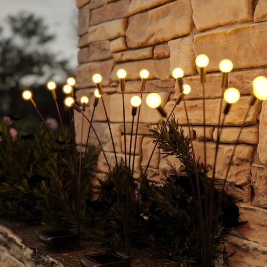 Sinji Firefly LED lampen - Tuinverlichting op zonne-energie, Solar Sfeerlampen, Water & Stofdicht, Geschik voor buiten, 2 Stuks, Zwart