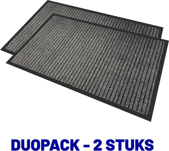 Deurmatten Set 2 stuks Studio M - NEO - Droogloopmat binnen grijs - 60x90 cm - Antislip Deurmat Antraciet - Voordeelpakket Deurmatten