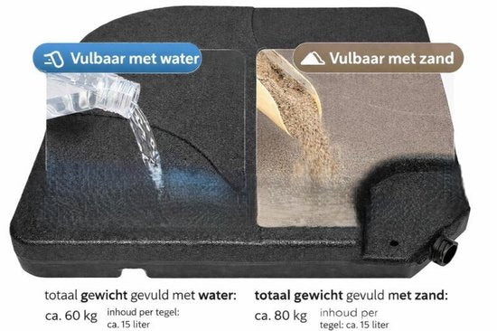 Ceruzo Parasoltegels Set van 4 – Vulbaar met Water of Zand – Tot 80 kg – Voor Kruisvoet