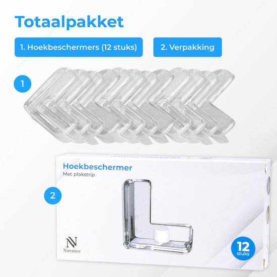 Nuvance - Hoekbeschermers Baby - 12 stuks - Hoekbeschermer met Sterke Stootrand - Hoekbeschermers voor Tafel - Tafelhoek beschermers voor Kinderen - Hoekbescherming - Transparant
