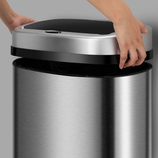 Automatische Prullenbak / Afvalemmer / Sensorprullenbak - 50 Liter - Zilver - Rechthoek