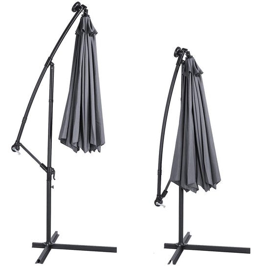 Kingsleeve Zweefparasol - Parasolvoet LED-verlichting 330cm - Antraciet