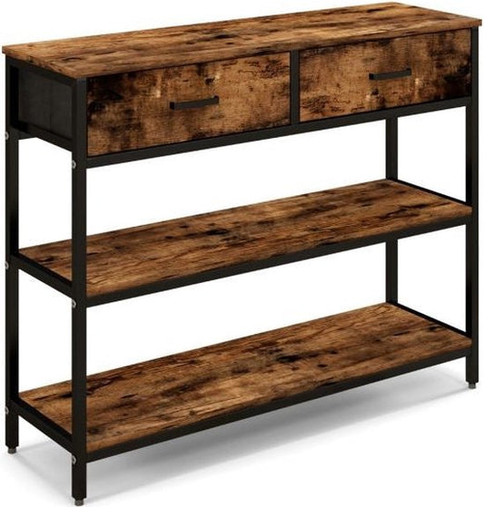 Coast - Consoletafel met 2 Stoffen Laden - 100 cm - Metalen Frame - Kantelbeveiliging