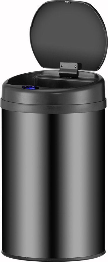 Juskys – Sensor Prullenbak Rond – 30 l – Voorzien Van Automatisch Deksel En Touch-Bediening – Voor Keuken En Kantoor – Zwart Gepoedercoat Staal