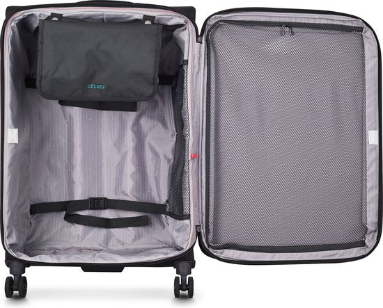 Delsey Helium DLX 78 cm Vergrootbare Reiskoffer - Zwart