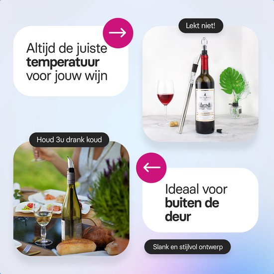 Roegaarden wijnkoeler stick - Wijnkoelers - Inclusief schenktuit - Inclusief stopper
