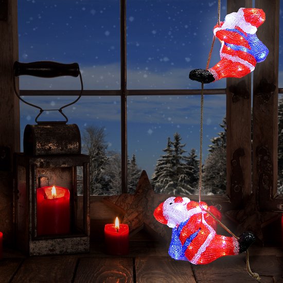 3x Deuba Kerstfiguur Kerstman – LED Acryl 30cm –Wit Licht