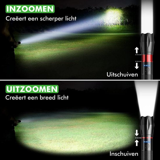 Travelhawk Zaklamp Oplaadbaar - Zaklamp Led Oplaadbaar - Militaire Zaklamp - 1000 Lumen - Waterproof - Inclusief USB-C kabel - 1 stuks