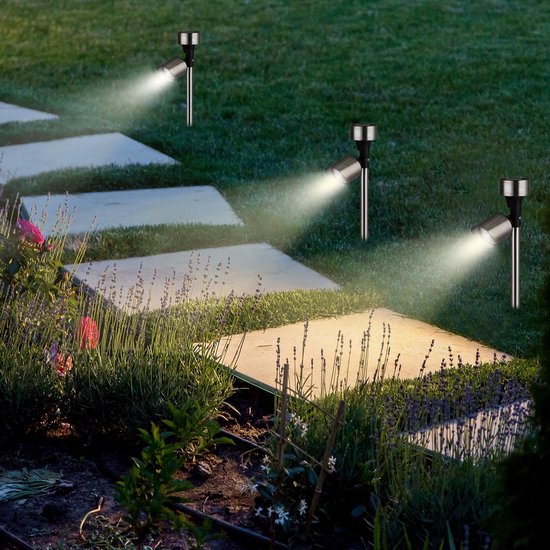 Monzana Set van 6 LED-zonne - tuinlicht - Roestvrij staal