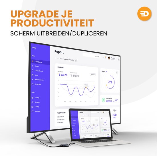 Drivv. USB C naar HDMI Adapter 3 in 1 - HDMI 4K 60hz - USB 3.0 - PDW 100w - Zwart