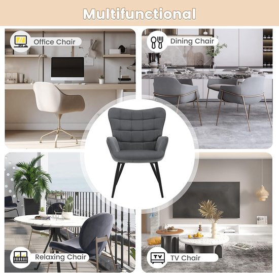 WOLTU Wing Chair, Modern, Relaxstoel, TV-stoel, Comfortabel, Leesstoel, Woonkamer, Fauteuil, Relaxfauteuil, Metalen Poten, Fauteuil