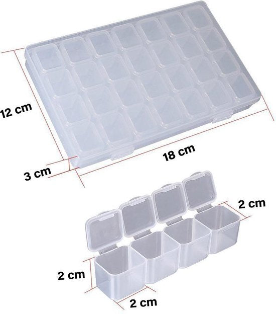 Diamond Painting Opbergdoos – 28 Vakjes Sorteerbox – Kralen Organizer – Hobby Accessoires