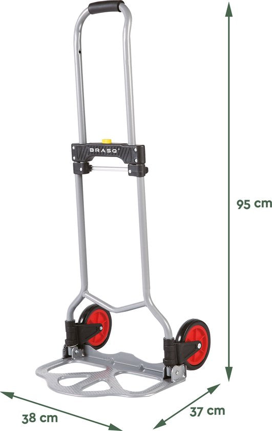 BRASQ Inklapbare steekwagen incl. bagagespin - 60 KG Draagvermogen - Transportwagen - Plateauwagen - Steekkar Staal