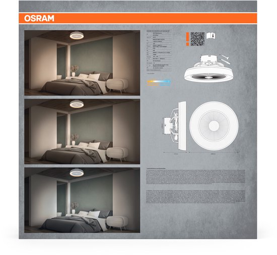OSRAM HOMELIGHTING Plafondventilator Compact 480 49W Wit Plafondventilator 49 W