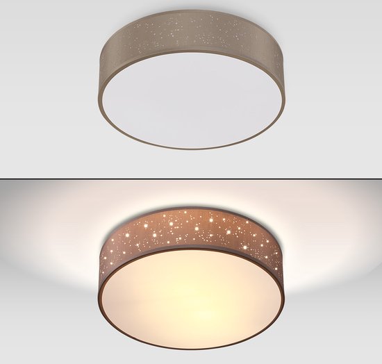 Monzana Plafondlamp - Sterrenhemel Rond 38cm 40 Watt Stof - Taupe