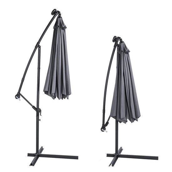 Kingsleeve Zweefparasol - Parasolvoet LED Verlichting 300cm - Antraciet