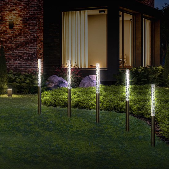 Deuba Tuinlamp - Zonne energie Set van 5 Schemersensor IP44 - Wit