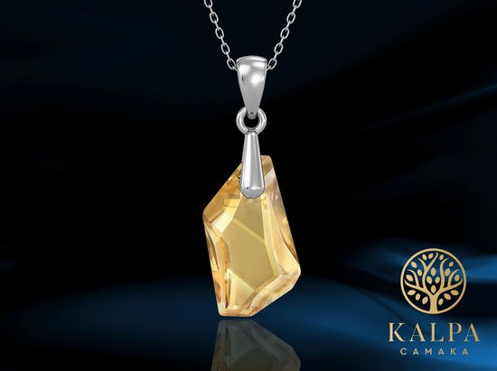 Yolora Dames Ketting met Druppel Hanger en Kalpa Camaka Kristal - Zilver kleurig - 18K Witgoud Verguld - Cadeauverpakking