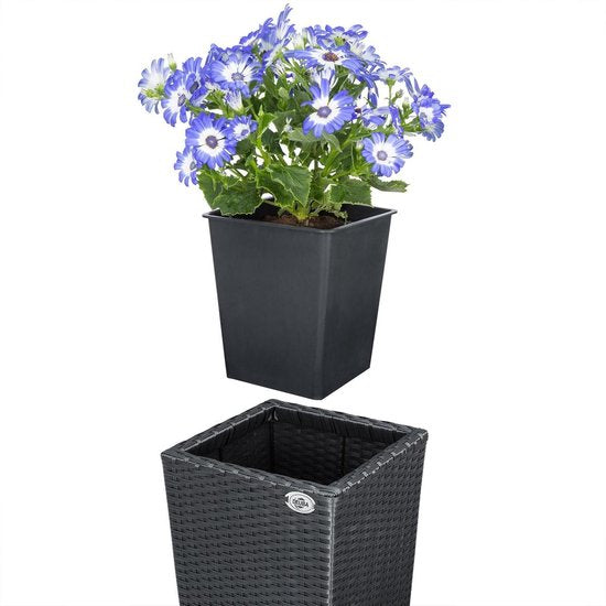 Casaria Bloempotten 3 Stuks - Polyrotan - Zwart