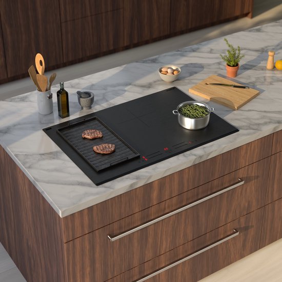 Inventum IKI7735MAT - Inbouw inductie kookplaat - 77 cm - 4 kookzones - Bridgefunctie - 1- of 2-fase - Facetrand voorzijde - Matzwart