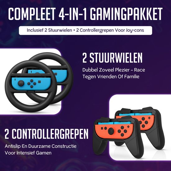 Controlla - Accessoires geschikt voor Nintendo Switch 2 - Joy Con grip set voor Nintendo Switch 2 - Controller en stuurwiel